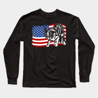 Proud Border Collie American Flag patriotic dog Long Sleeve T-Shirt